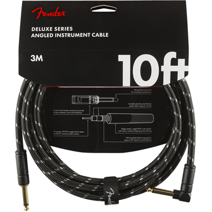 Fender Deluxe Series Instrument Cable 10' Angled Black Tweed